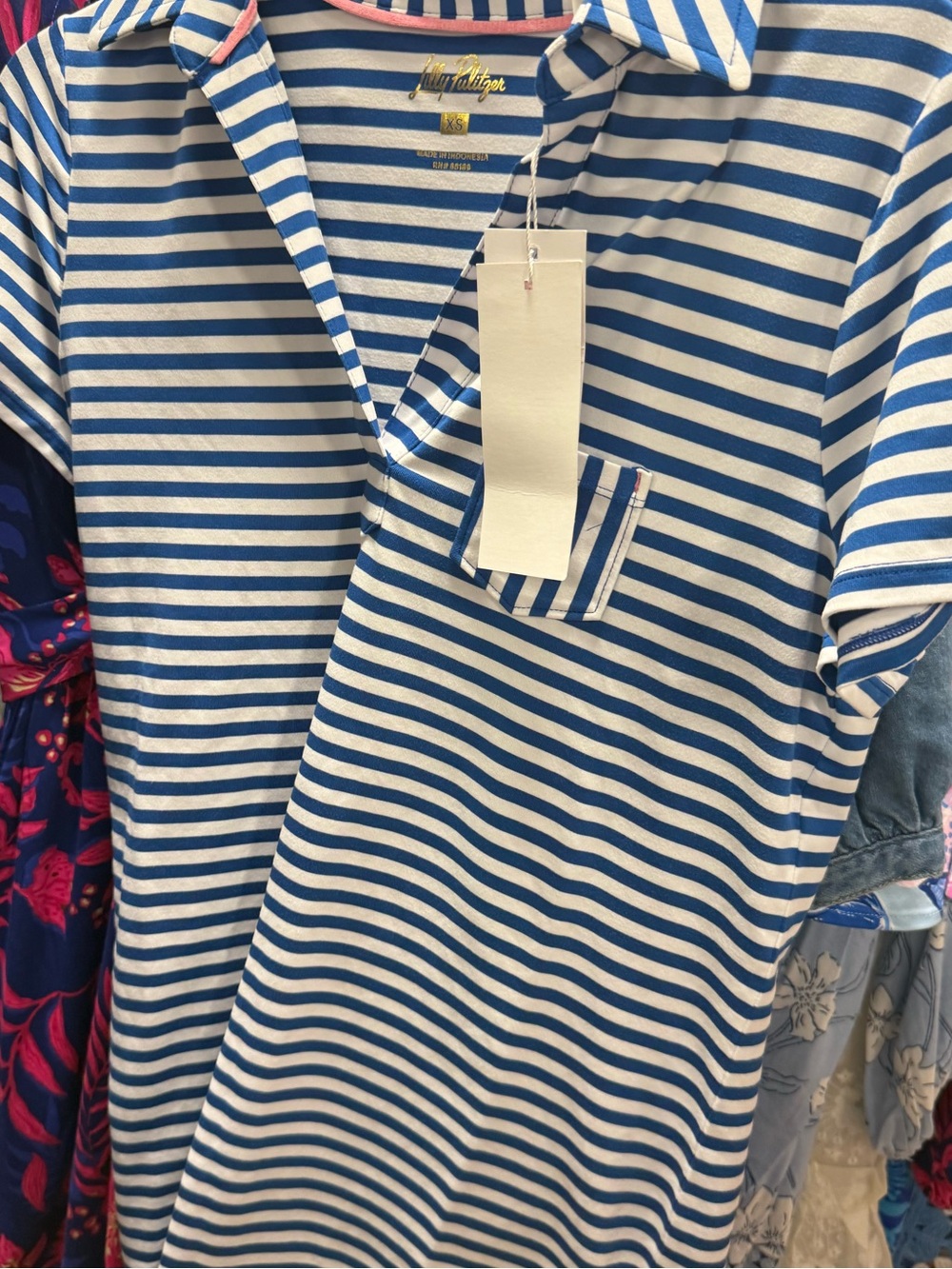 Lilly Pulitzer Blue & White Striped Polo Swim Coverup
